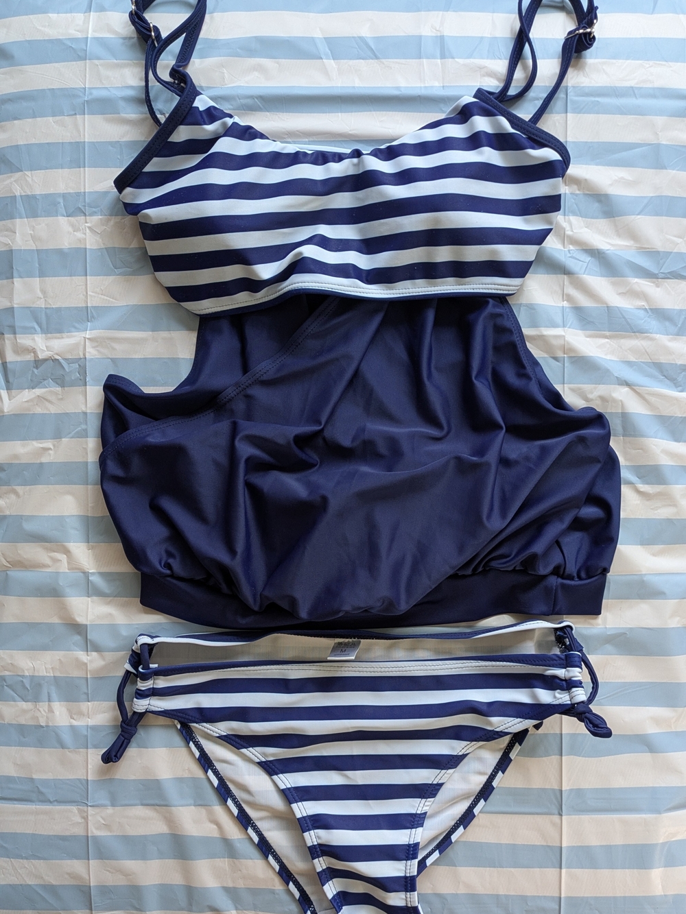 HAOFEIER Striped Navy & White Top - Size M